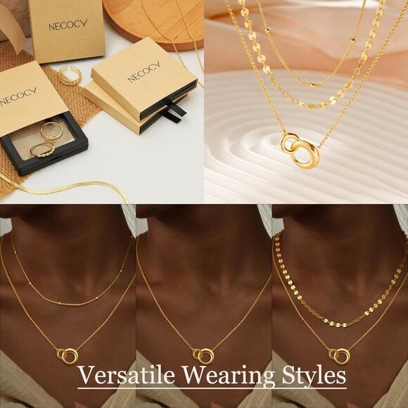Christmas gift gold Style 03 plated layered necklaces women dainty choker set - Picture 3 of 7